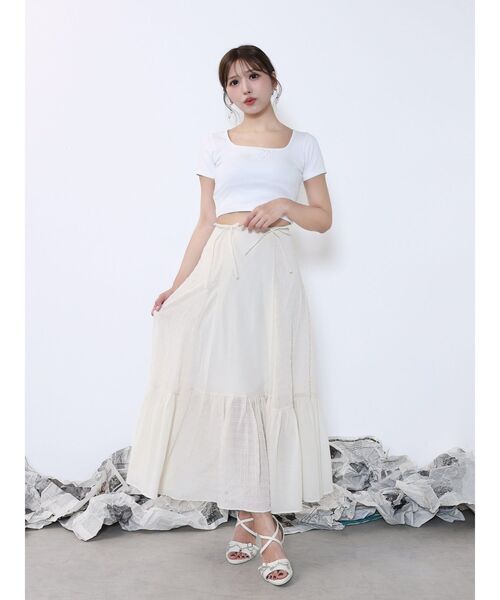 EATME（イートミー）の「ギャザーロングスカート（スカート・レディース・アイボリー/ブラック/ブルー・FREE）」の17枚目の写真