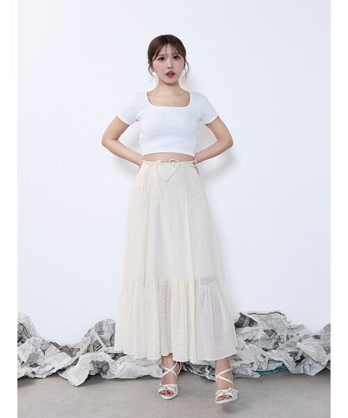 EATME（イートミー）の「ギャザーロングスカート（スカート・レディース・アイボリー/ブラック/ブルー・FREE）」の18枚目の写真