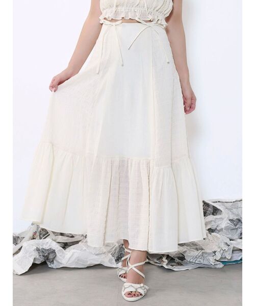 EATME（イートミー）の「ギャザーロングスカート（スカート・レディース・アイボリー/ブラック/ブルー・FREE）」の19枚目の写真