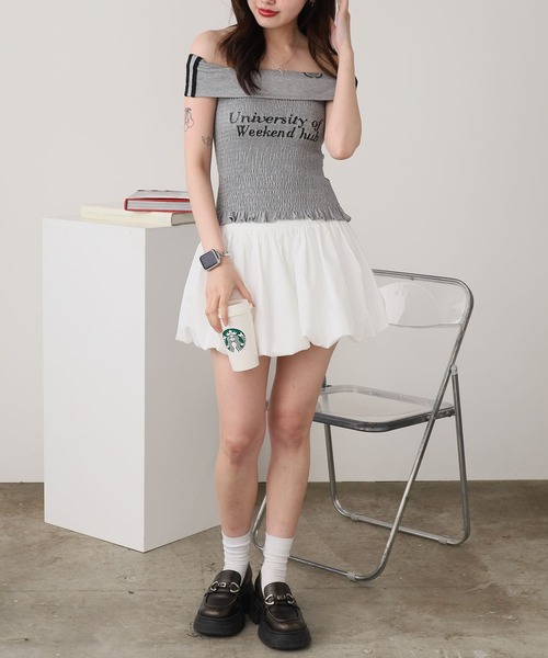 ROOPTOKYO（ループトウキョウ）の「Volume Gather Mini Skirt / ボリューム ギャザーバルーンスカート 秋物 秋服 2026年秋冬（スカート・レディース・ホワイト/チェック/ブラック・FREE）」の7枚目の写真