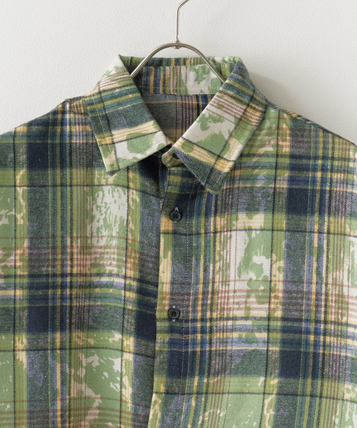 ROOPTOKYO（ループトウキョウ）の「ヴィンテージ風 半袖チェックシャツ（シャツ/ブラウス・メンズ・グリーン/ブルー/パープル・L/M）」の4枚目の写真