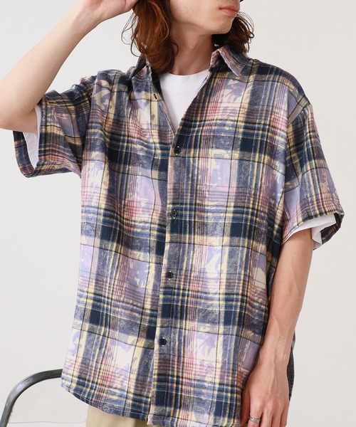 ROOPTOKYO（ループトウキョウ）の「ヴィンテージ風 半袖チェックシャツ（シャツ/ブラウス・メンズ・グリーン/ブルー/パープル・L/M）」の20枚目の写真