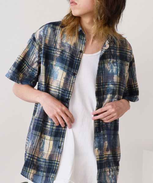 ROOPTOKYO（ループトウキョウ）の「ヴィンテージ風 半袖チェックシャツ（シャツ/ブラウス・メンズ・グリーン/ブルー/パープル・L/M）」の16枚目の写真