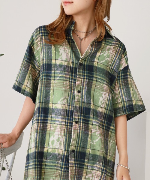 ROOPTOKYO（ループトウキョウ）の「ヴィンテージ風 半袖チェックシャツ（シャツ/ブラウス・メンズ・グリーン/ブルー/パープル・L/M）」の10枚目の写真