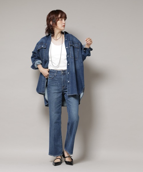 Healthy denim（ヘルシーデニム）の「Healthy DENIM/Lotus フレアデニム（デニムパンツ・レディース・ブルー/ダークブルー・22/23/24）」の5枚目の写真