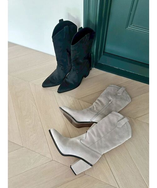 MERCURYDUO（マーキュリーデュオ）の「ウエスタンミドルブーツ（ブーツ・レディース・ブラック/ライトグレー・36/38）」の3枚目の写真