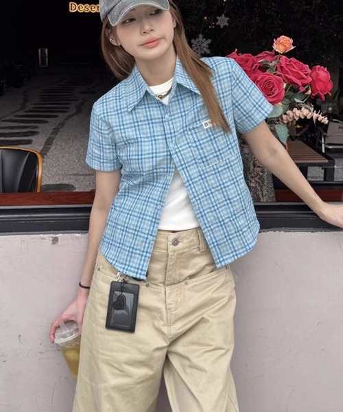MEMECLE（メメクル）の「【 MEMECLE / メメクル 】チェック 半袖Tシャツ（Tシャツ/カットソー・レディース・ブルー/レッド・SMALL/MEDIUM）」の11枚目の写真