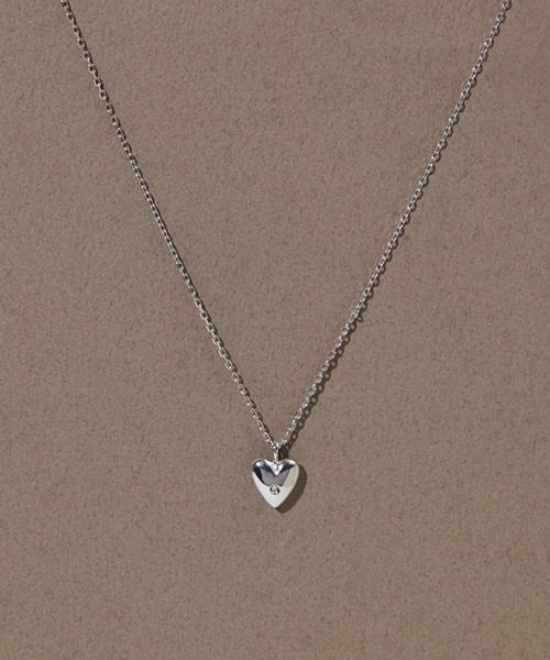 SV】ハートモチーフダイヤモンドネックレス/金属アレルギー対応＜全長