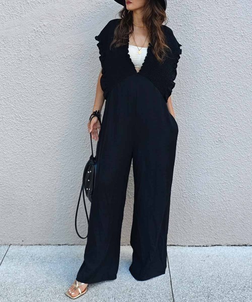 esutoreja（エストレジャ）の「レースアップオールインワン（つなぎ/オールインワン・レディース・ブラウン/ブラック・FREE）」の2枚目の写真