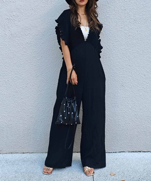 esutoreja（エストレジャ）の「レースアップオールインワン（つなぎ/オールインワン・レディース・ブラウン/ブラック・FREE）」の3枚目の写真