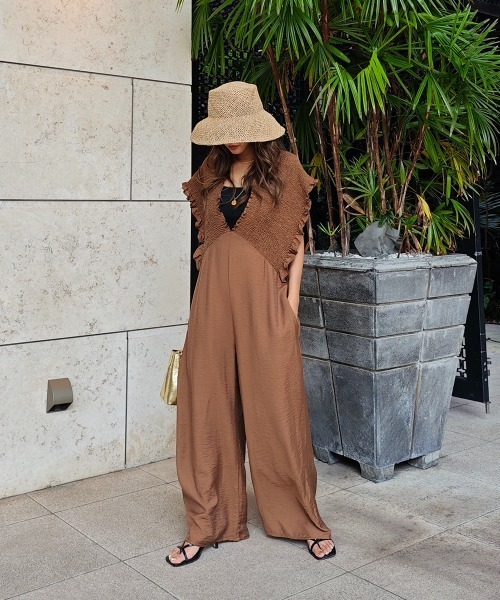 esutoreja（エストレジャ）の「レースアップオールインワン（つなぎ/オールインワン・レディース・ブラウン/ブラック・FREE）」の9枚目の写真