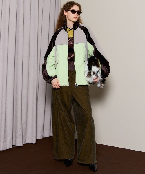 セール】Velour Combination Puffer Blouson/ベロアコンビパッファー