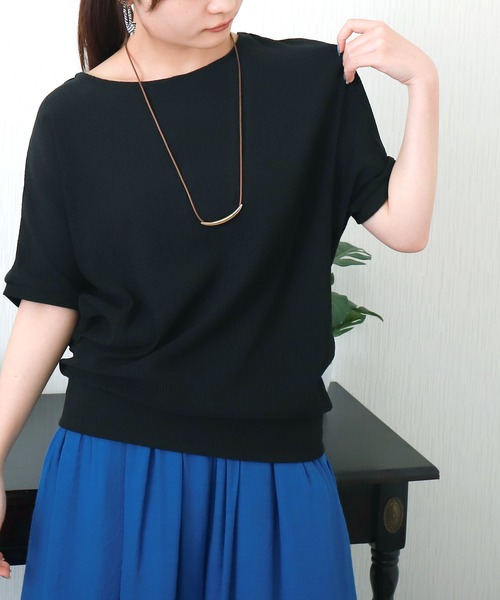 libelle more(リベル モア)の「シャーリングドルマントップス(Tシャツ/カットソー・レディース・オフホワイト/ブラウン系その他/ブラック/ホワイト系その他・M)」の4枚目の写真