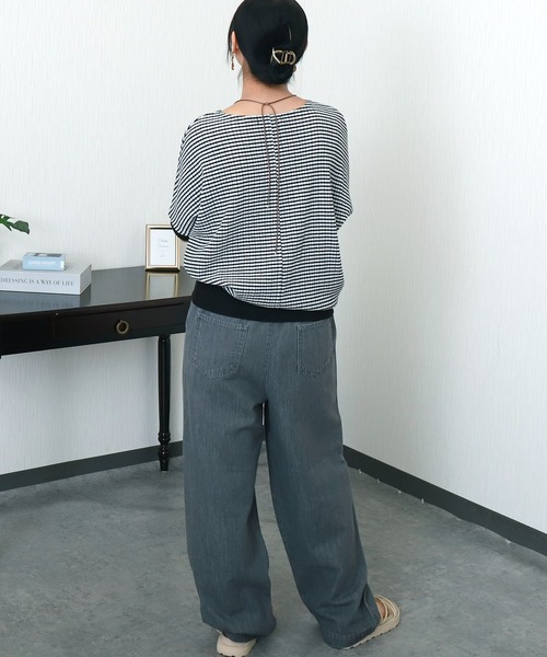 libelle more(リベル モア)の「シャーリングドルマントップス(Tシャツ/カットソー・レディース・オフホワイト/ブラウン系その他/ブラック/ホワイト系その他・M)」の17枚目の写真