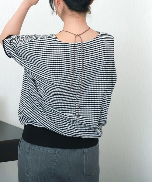 libelle more(リベル モア)の「シャーリングドルマントップス(Tシャツ/カットソー・レディース・オフホワイト/ブラウン系その他/ブラック/ホワイト系その他・M)」の19枚目の写真