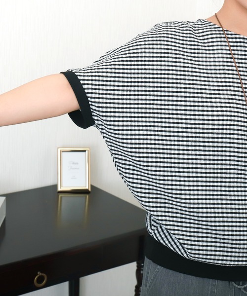 libelle more(リベル モア)の「シャーリングドルマントップス(Tシャツ/カットソー・レディース・オフホワイト/ブラウン系その他/ブラック/ホワイト系その他・M)」の22枚目の写真