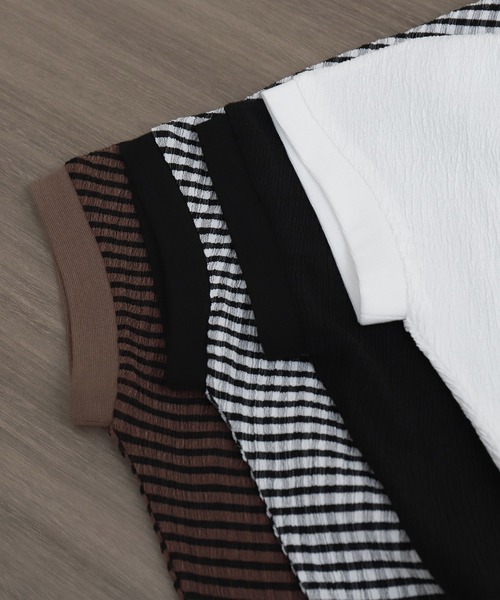 libelle more(リベル モア)の「シャーリングドルマントップス(Tシャツ/カットソー・レディース・オフホワイト/ブラウン系その他/ブラック/ホワイト系その他・M)」の9枚目の写真