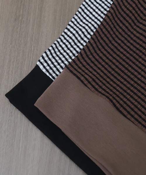 libelle more(リベル モア)の「シャーリングドルマントップス(Tシャツ/カットソー・レディース・オフホワイト/ブラウン系その他/ブラック/ホワイト系その他・M)」の13枚目の写真