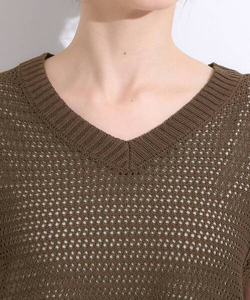 Cutie Blonde(キューティーブロンド)の「【S-LL】裾フリンジマクラメVネックニット(ニット/セーター・レディース・オレンジ/アイボリー/ダークブラウン・04/03/02/01)」の21枚目の写真