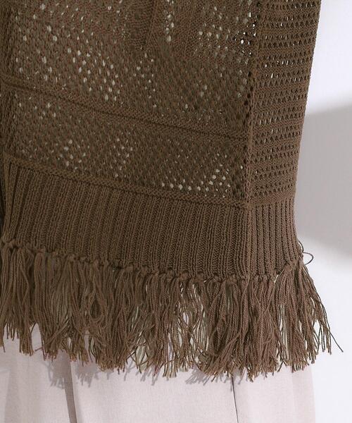 Cutie Blonde(キューティーブロンド)の「【S-LL】裾フリンジマクラメVネックニット(ニット/セーター・レディース・オレンジ/アイボリー/ダークブラウン・04/03/02/01)」の5枚目の写真