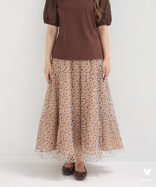 Disney（ディズニー）の「ミッキー/レオパード柄チュールスカート（スカート・レディース・ライトベージュ・FREE）」の5枚目の写真