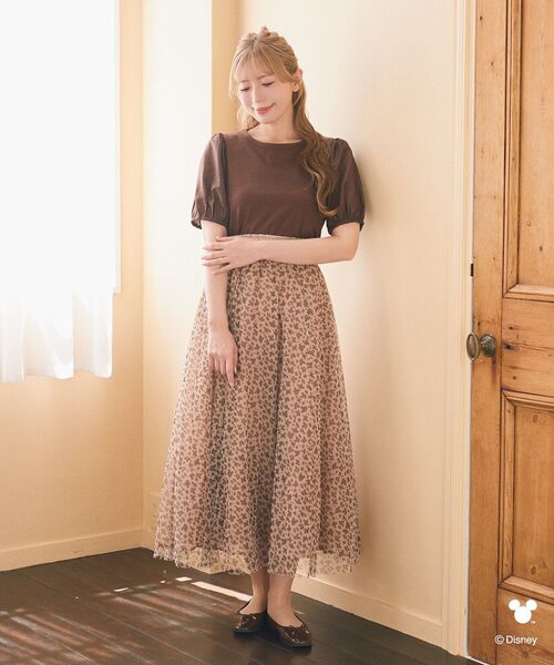 Disney（ディズニー）の「ミッキー/レオパード柄チュールスカート（スカート・レディース・ライトベージュ・FREE）」の2枚目の写真