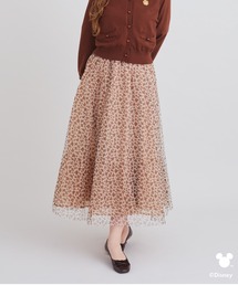 ミッキーキャラクター柄スカート 22 Women's Mickey comic cartoon printed Striped maxi long