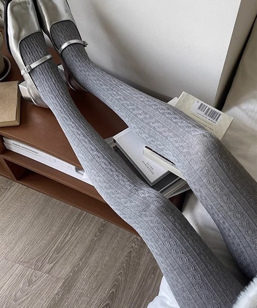 ケーブル編み柄 厚手タイツ ストッキング cula1251（タイツ