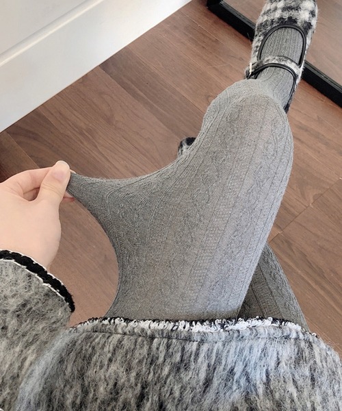 ケーブル編み柄 厚手タイツ ストッキング cula1251（タイツ