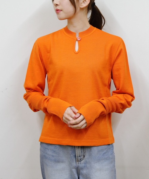 美品 プロフィールPROFILE オレンジニット キラキラ