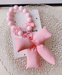 HOOK（フック）の「ウッド調ビーズ×布リボン キーホルダー（キーホルダー）」