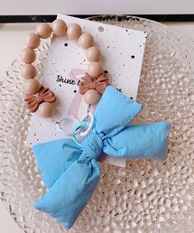 HOOK（フック）の「ウッド調ビーズ×布リボン キーホルダー（キーホルダー）」