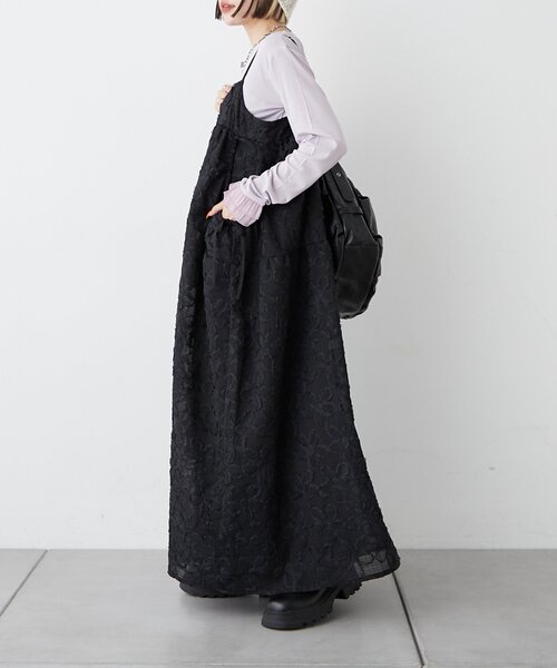 着用2回　Whim Gazette ロングワンピース　セルロース　キュプラ　黒 着用2回 Whim Gazette ロングワンピース セルロース キュプラ 黒