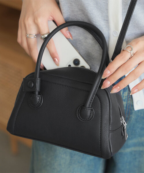 KOBE LETTUCE（コウベレタス）の「ミニボストンハンドバッグ（ハンドバッグ・レディース・ワイン/ブラック/ブラウン・F）」の2枚目の写真