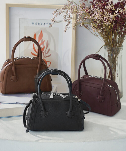 KOBE LETTUCE（コウベレタス）の「ミニボストンハンドバッグ（ハンドバッグ・レディース・ワイン/ブラック/ブラウン・F）」の3枚目の写真