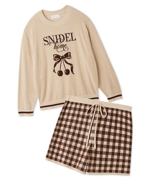 SNIDEL  チェリーシリーズニットセットアップ 新品 セール】チェリーシリーズニットセットアップ（ルームウェア
