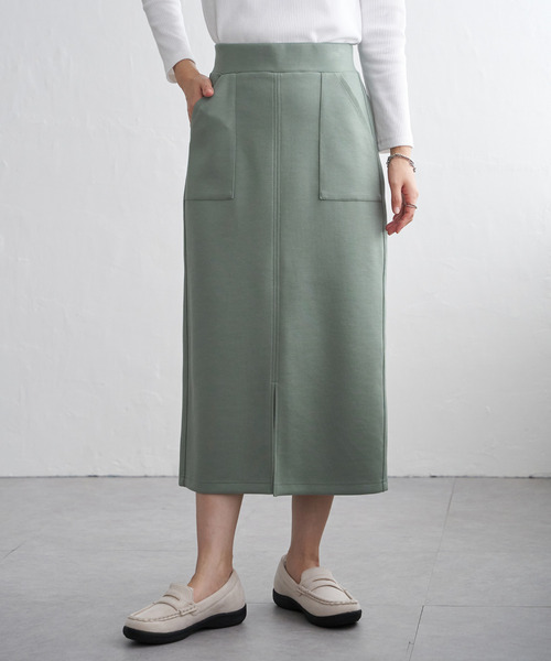 ikka（イッカ）の「【雑誌InRed11月号掲載】GOKU楽鹿の子ダンボールスカート【洗濯機で洗える】（スカート・レディース・ブラック/ベージュ/ブルー/グリーン/モカ・S/M/L）」の4枚目の写真