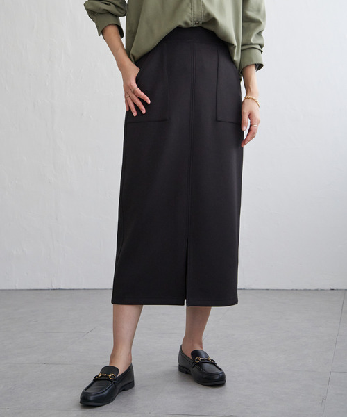 ikka（イッカ）の「【雑誌InRed11月号掲載】GOKU楽鹿の子ダンボールスカート【洗濯機で洗える】（スカート・レディース・ブラック/ベージュ/ブルー/グリーン/モカ・S/M/L）」の2枚目の写真