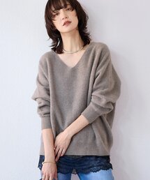 RIVE DROITE | 【抜け感シルエット】ヘアリーウール片畦Vネックニット(ニット/セーター)