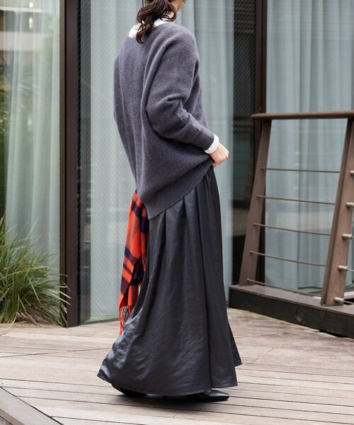 抜け感シルエット】ヘアリーウール片畦Vネックニット（ニット/セーター