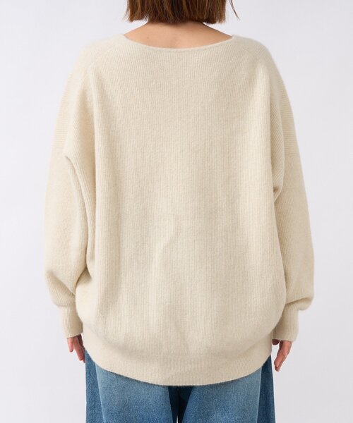 【RIVE DORITE】ヘアリーウール片畦Vネックニット✳︎ライトベージュ 抜け感シルエット】ヘアリーウール片畦Vネックニット（ニット/セーター