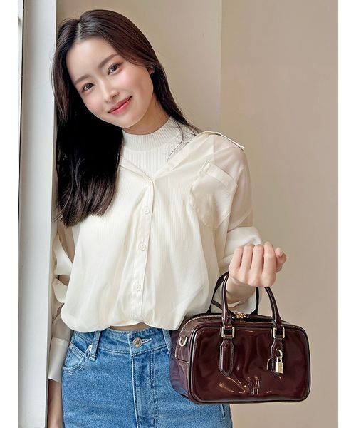 SNIDEL（スナイデル）の「Sustainableシアーシャツドッキングプルオーバー（ニット/セーター・レディース・アイボリー/イエロー/チェック・F）」の2枚目の写真