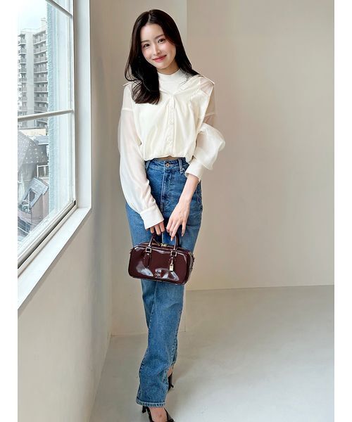 【新品未使用】SNIDEL♡シアープリーツシャツ ライトブルー SNIDEL SALE50%OFF スナイデル シアープリーツシャツ swfb252103