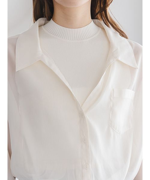 SNIDEL（スナイデル）の「Sustainableシアーシャツドッキングプルオーバー（ニット/セーター・レディース・アイボリー/イエロー/チェック・F）」の10枚目の写真