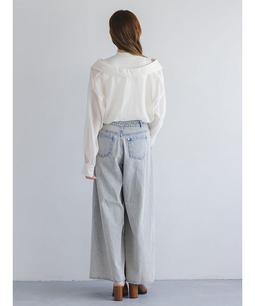 SNIDEL（スナイデル）の「Sustainableシアーシャツドッキングプルオーバー（ニット/セーター・レディース・アイボリー/イエロー/チェック・F）」の18枚目の写真