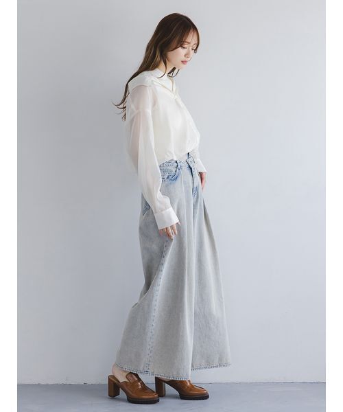 SNIDEL（スナイデル）の「Sustainableシアーシャツドッキングプルオーバー（ニット/セーター・レディース・アイボリー/イエロー/チェック・F）」の19枚目の写真