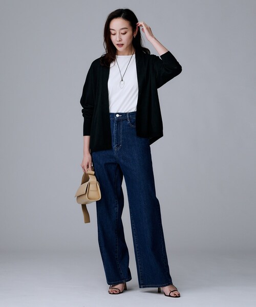 UNTITLED（アンタイトル）の「【きれいめ羽織り/オフィス】釦レスカーディガン（カーディガン/ボレロ・レディース・ブラウン系その他/ブラック・00/02/04/44）」の13枚目の写真