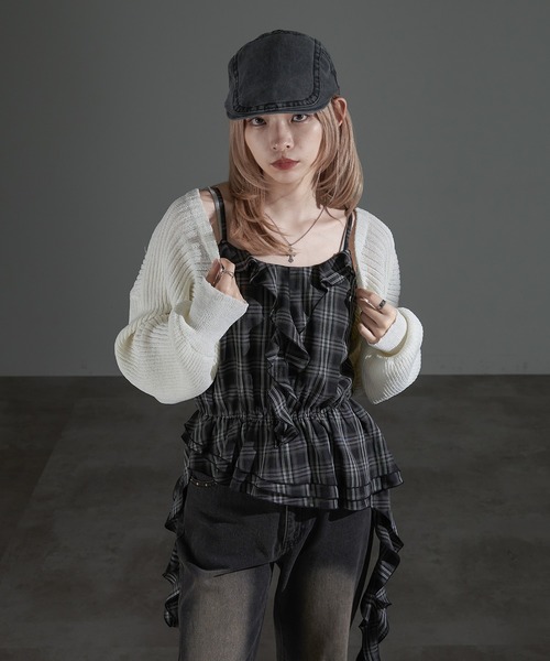 apres jour mignon(アプレジュールミニョン)の「カスケードフリルキャミチュニック【ZOZOTOWN限定アイテム】(チュニック・レディース・ブラウン系その他/ダークブラウン/ブラック・フリー/X-LARGE)」の4枚目の写真