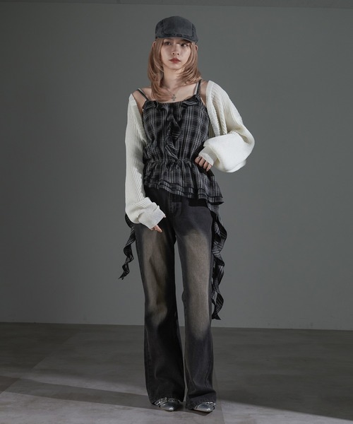 apres jour mignon(アプレジュールミニョン)の「カスケードフリルキャミチュニック【ZOZOTOWN限定アイテム】(チュニック・レディース・ブラウン系その他/ダークブラウン/ブラック・フリー/X-LARGE)」の5枚目の写真