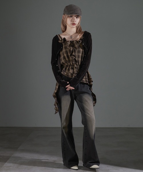 apres jour mignon(アプレジュールミニョン)の「カスケードフリルキャミチュニック【ZOZOTOWN限定アイテム】(チュニック・レディース・ブラウン系その他/ダークブラウン/ブラック・フリー/X-LARGE)」の7枚目の写真